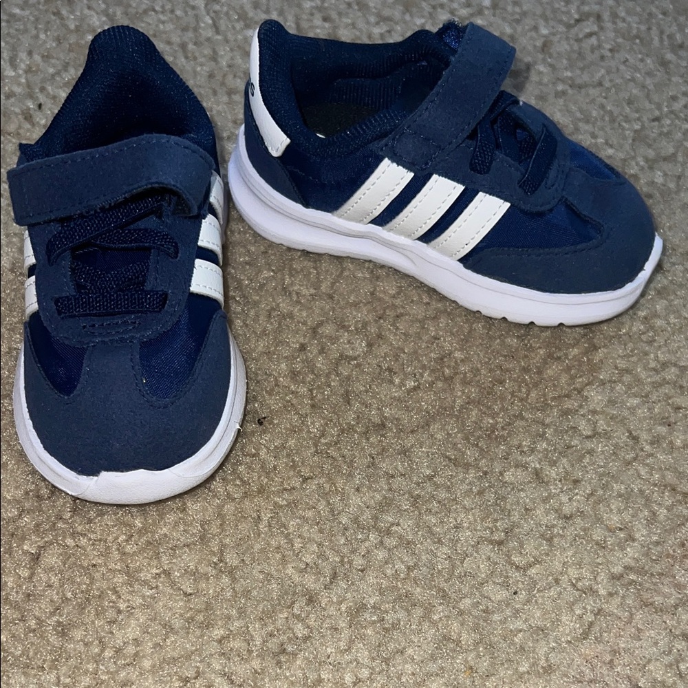 Baby adidas  Navy Blue Athletic Sneakers with White Stripes